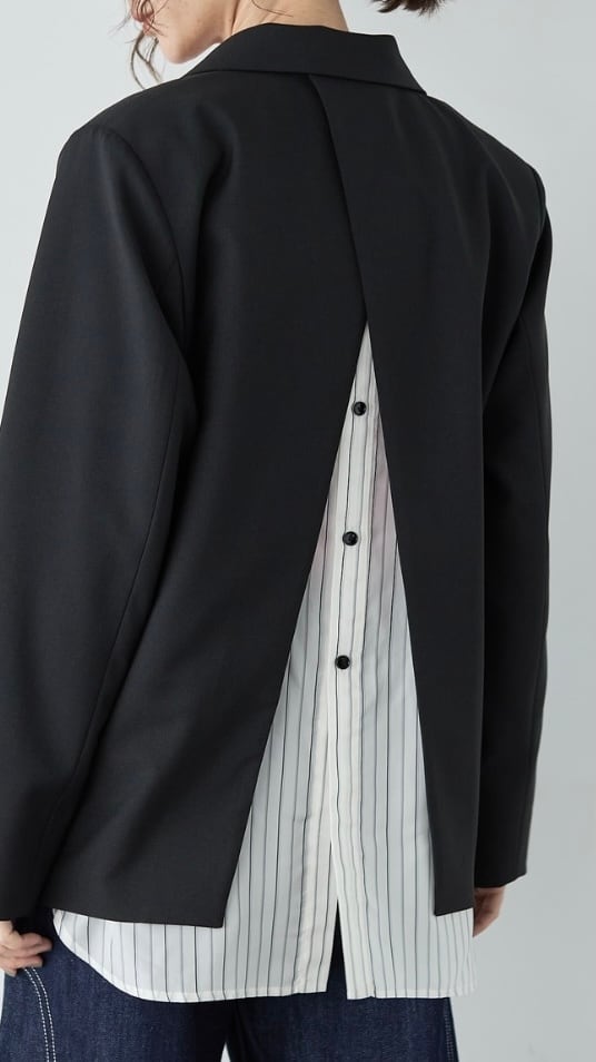 ALMOND*OIL バックデザイン テーラードジャケット No.261A3100 ベージュ ブラック アーモンドオイル フリーサイズ 【日本製】