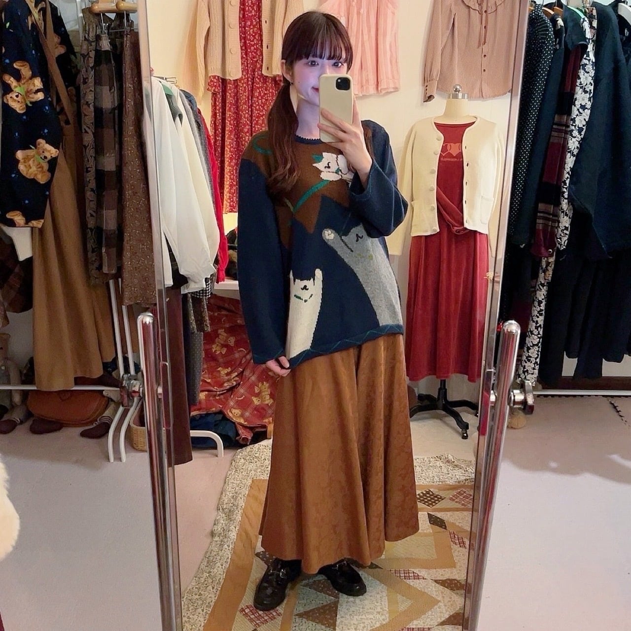 circus cat navy knit sweater