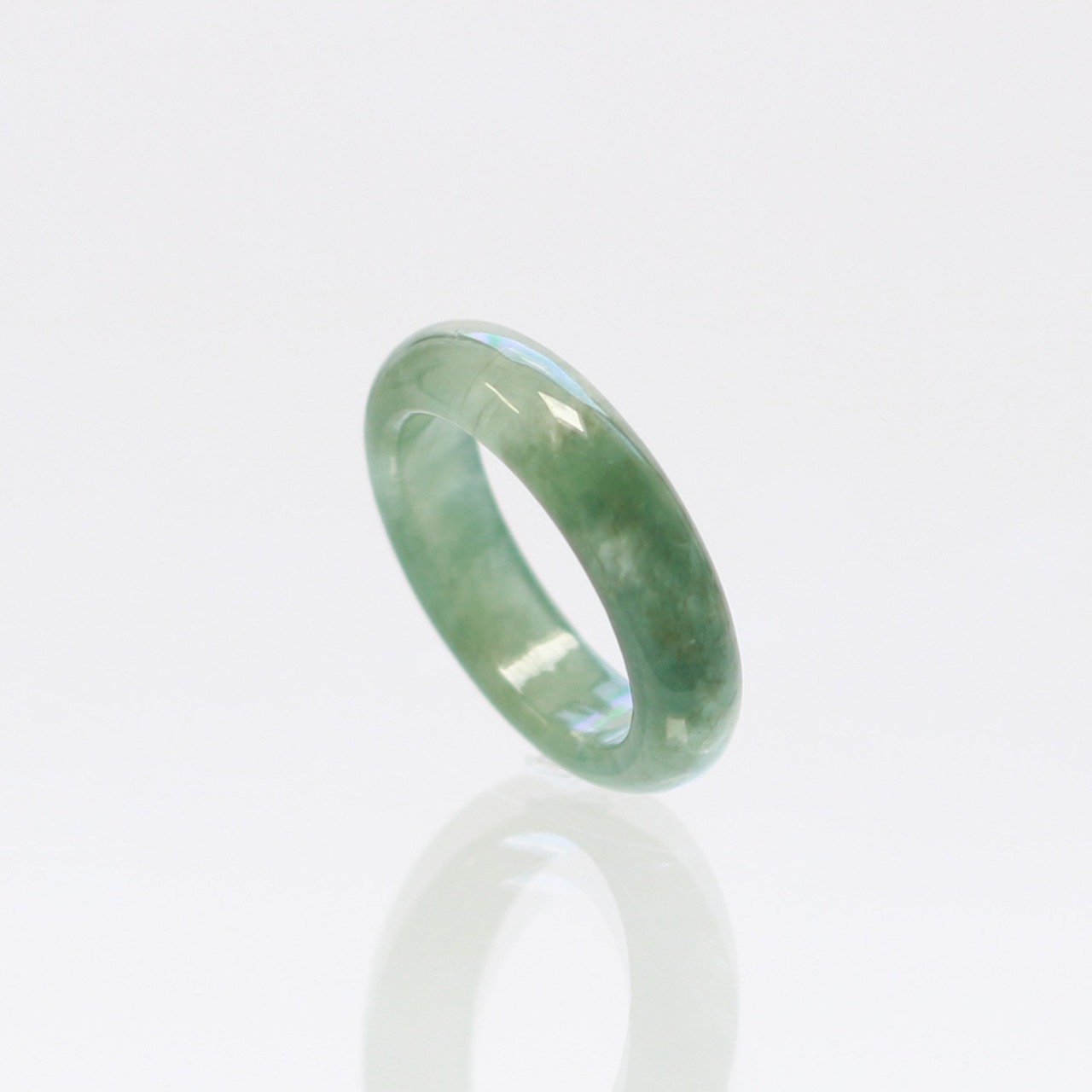 【13号】深緑 翡翠くり抜き甲丸リング A貨翡翠 jd_rg2170