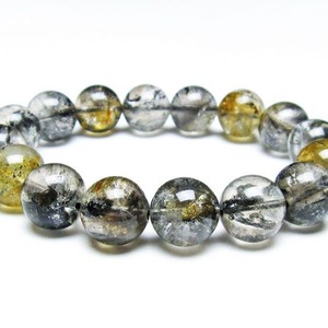 エレスチャルクォーツ ブレスレット 14mm ブラックエレスチャル 一点物   111-37856