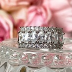 D009 レディース リング エレガント ホワイトサファイア ハーフエタニティ 人気デザイン 大きいサイズ