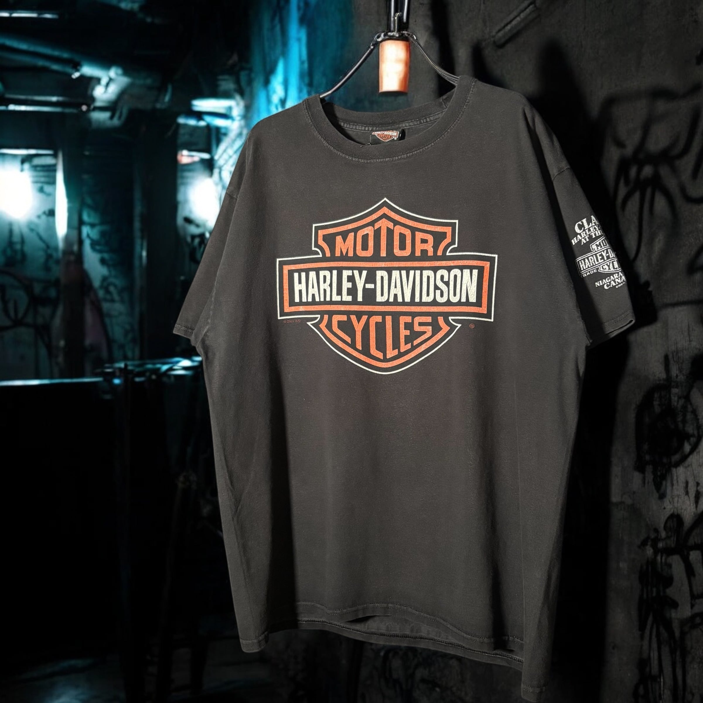 10s HARLEY-DAVIDSON T-shirt ハーレーダビッドソン Tシャツ 黒 バー