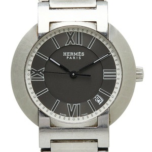 エルメス ノマード オートクォーツ 腕時計 NO1.710 キネティック グレー文字盤 ステンレススチール レディース HERMES 【中古】