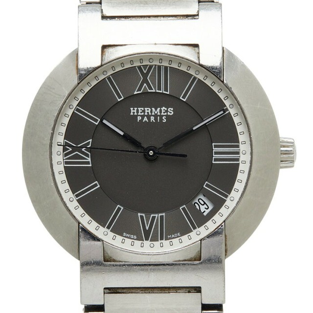 エルメス ノマード オートクォーツ 腕時計 NO1.710 キネティック グレー文字盤 ステンレススチール レディース HERMES 【中古】