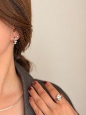 S925 シルバーフラワーフープピアス