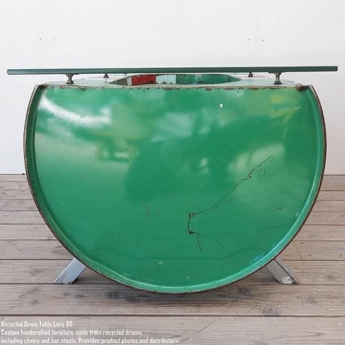 カストロール　castrol ドラム缶　ドラム　テーブル　スノコ　引き取り 一点物ドラム缶をリメイクしたテーブル 90cm ロング ガラステーブル