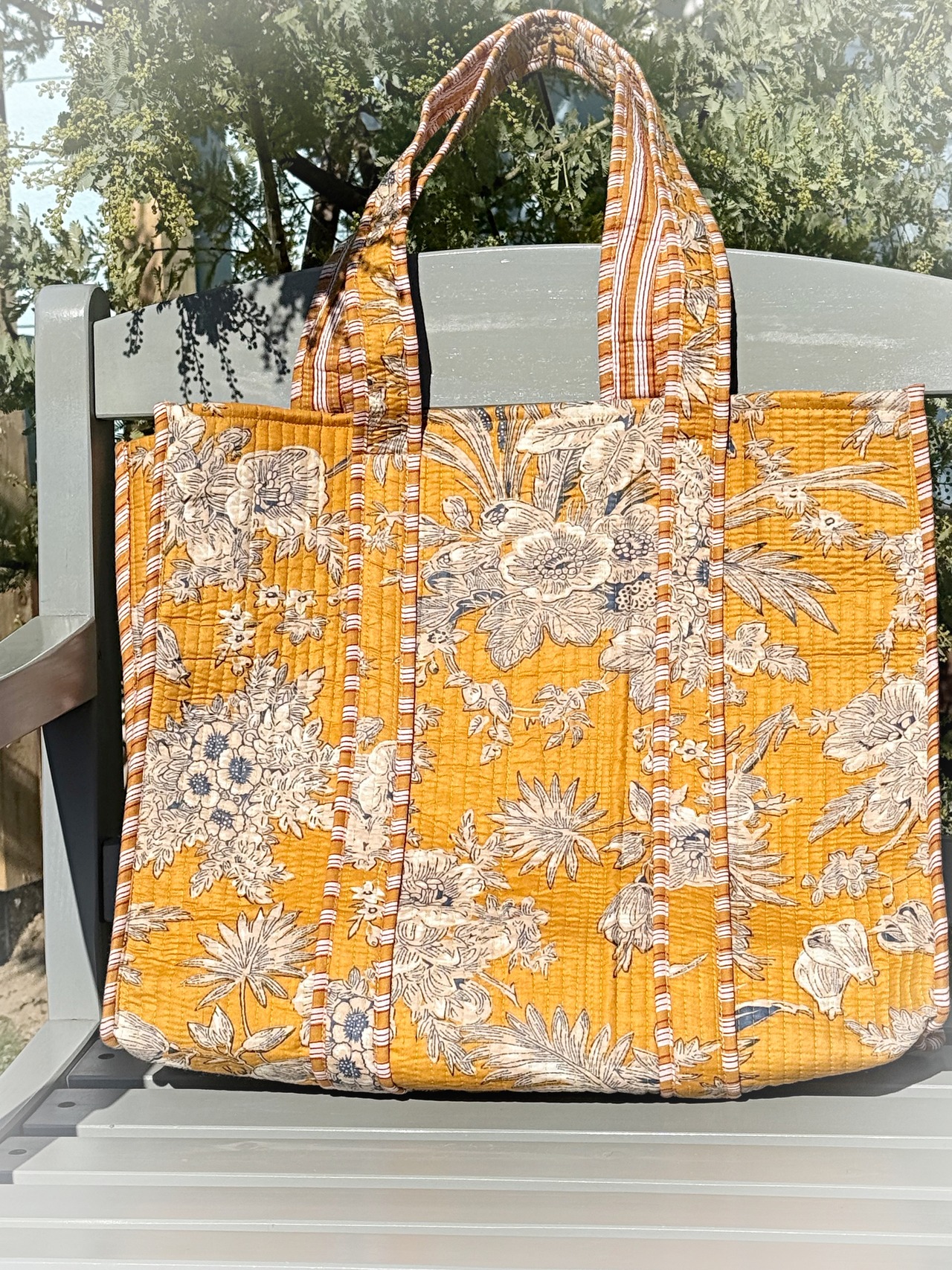 《Botanical Bags ③》Orange × Blue Flower（ファスナー無しタイプ）