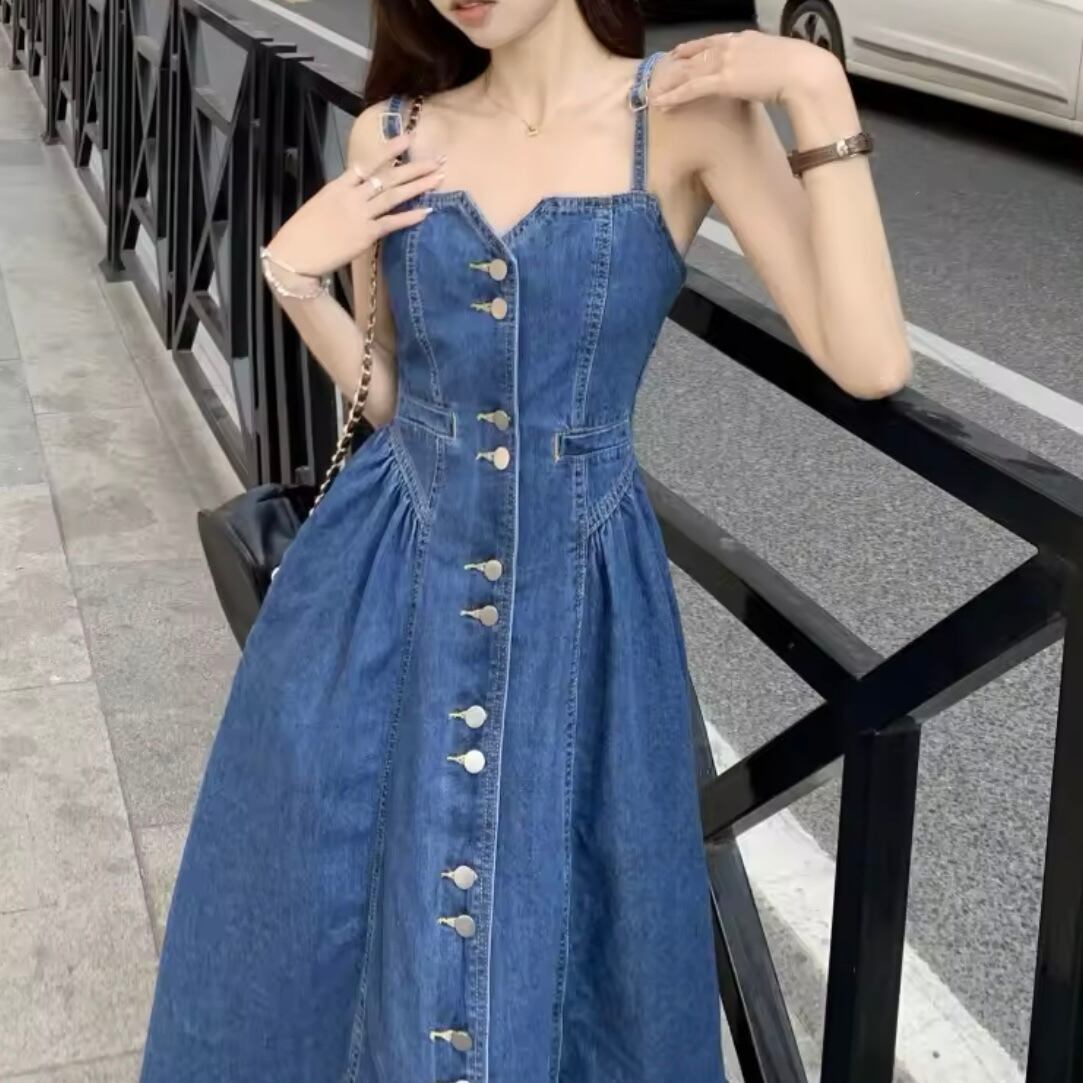 デニムAラインジャンパースカート