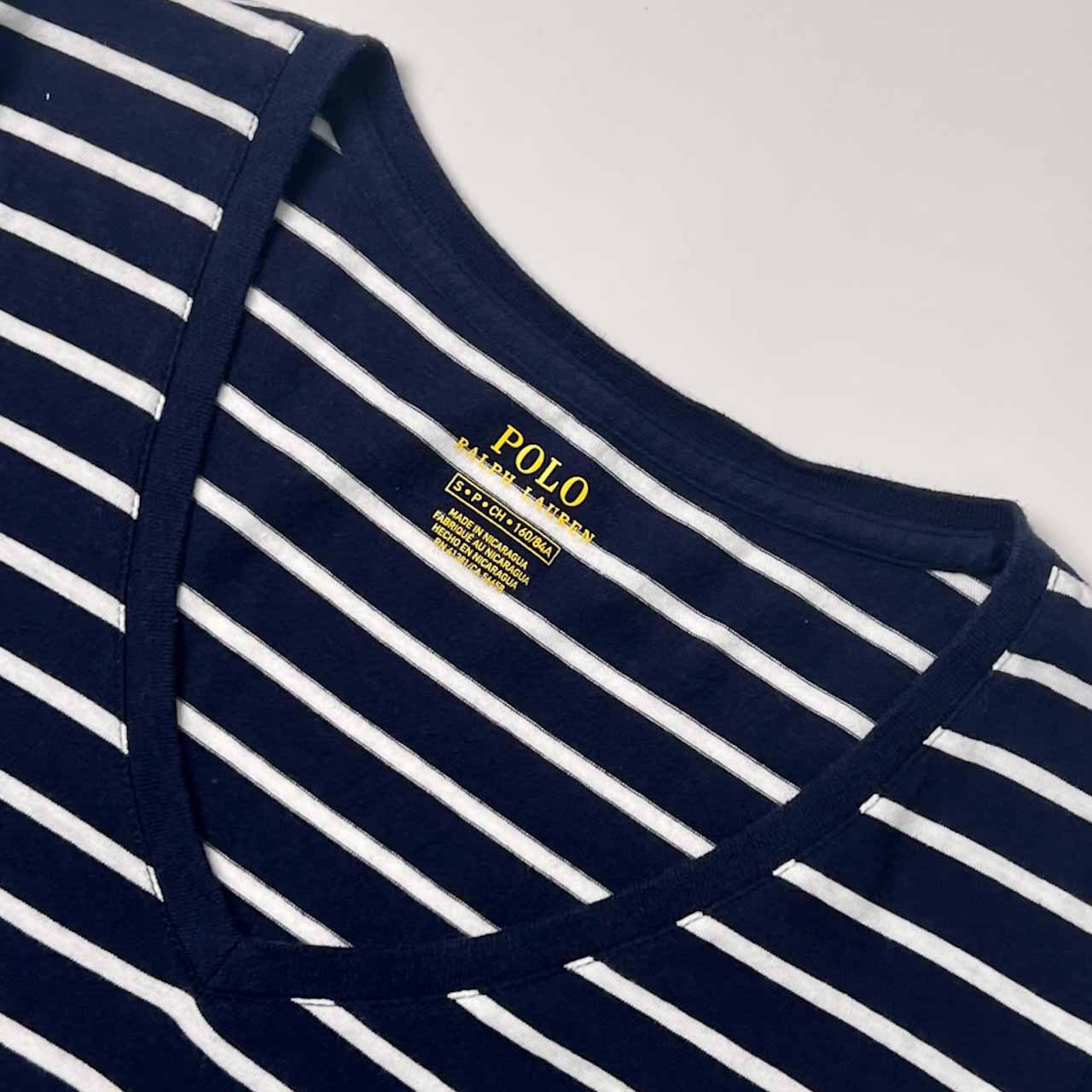 POLO RALPH LAUREN ラルフローレン ボーダー Vネック 半袖 Tシャツ S/ネイビー メンズ