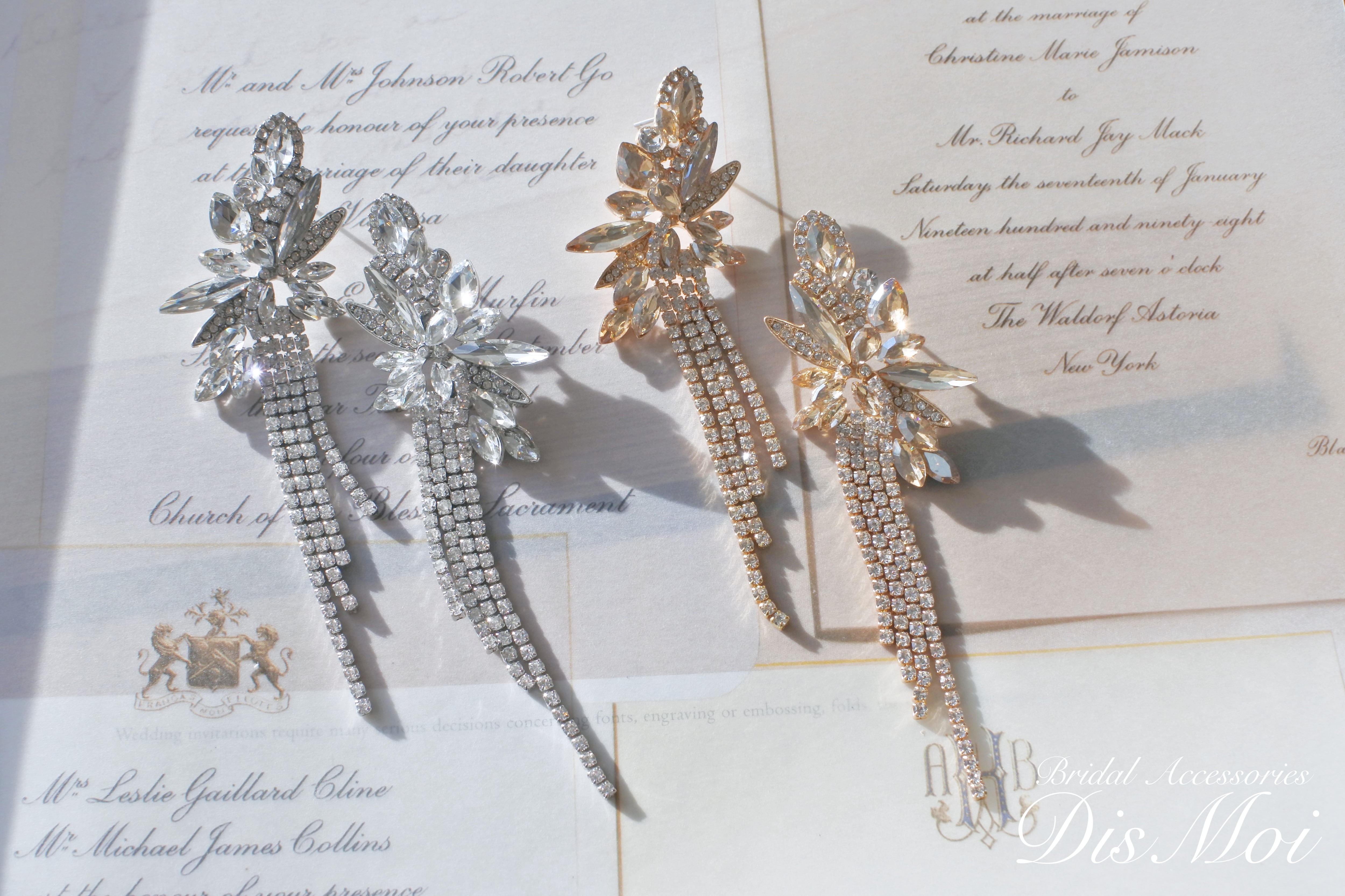 イヤリングコンバーター対応】クリスタルピアス silver/gold