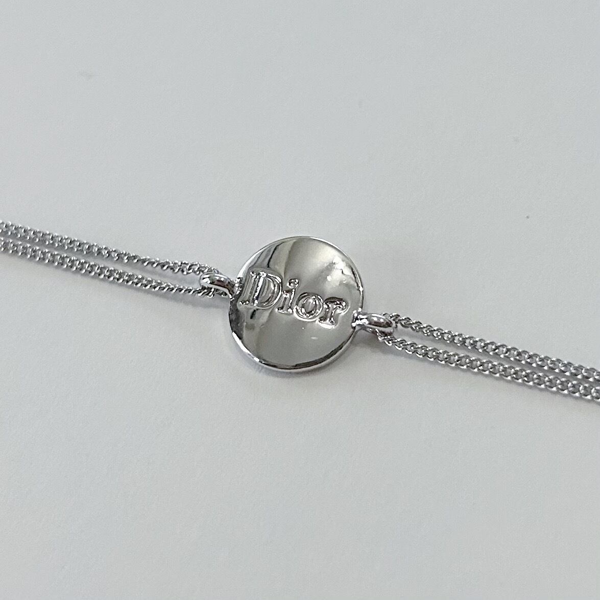 B5395】Christian Dior logo double chain bracelet/クリスチャン