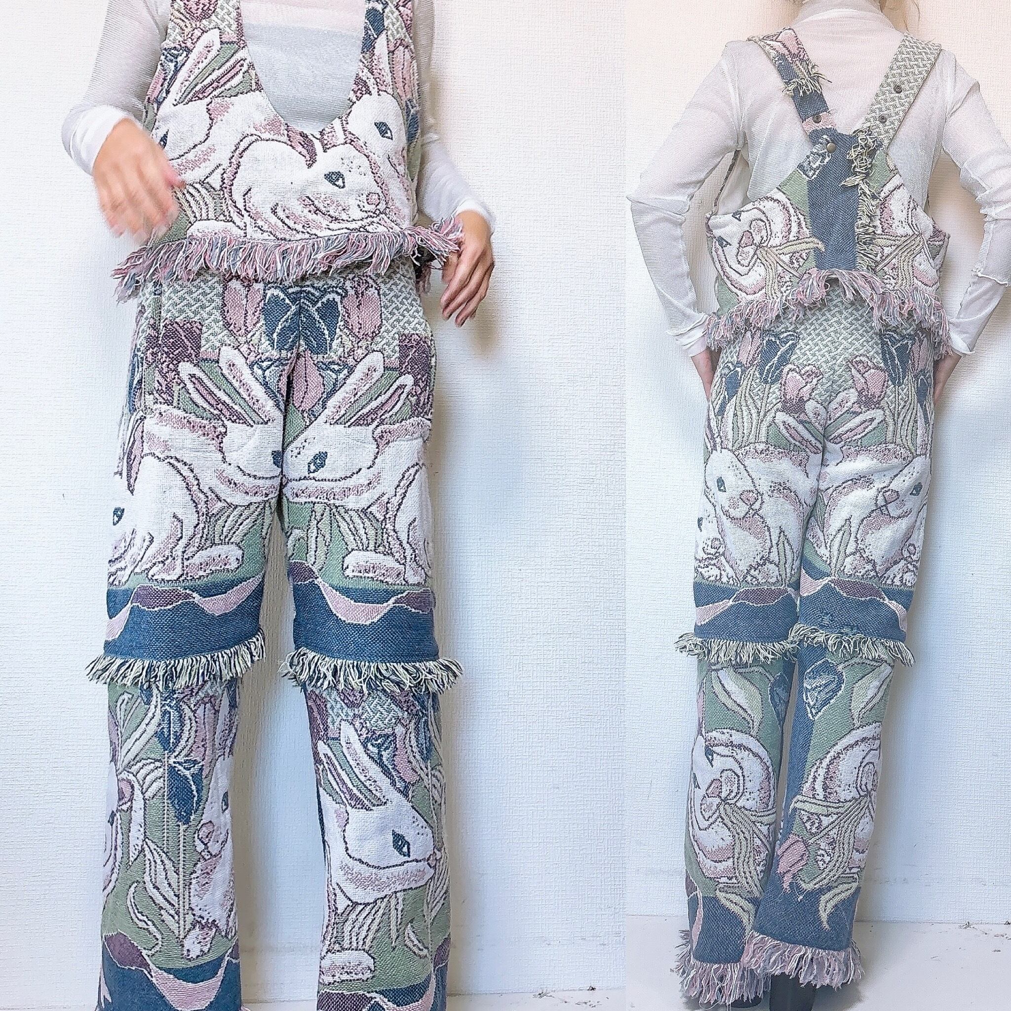 vintage rug overalls Bunny gathering