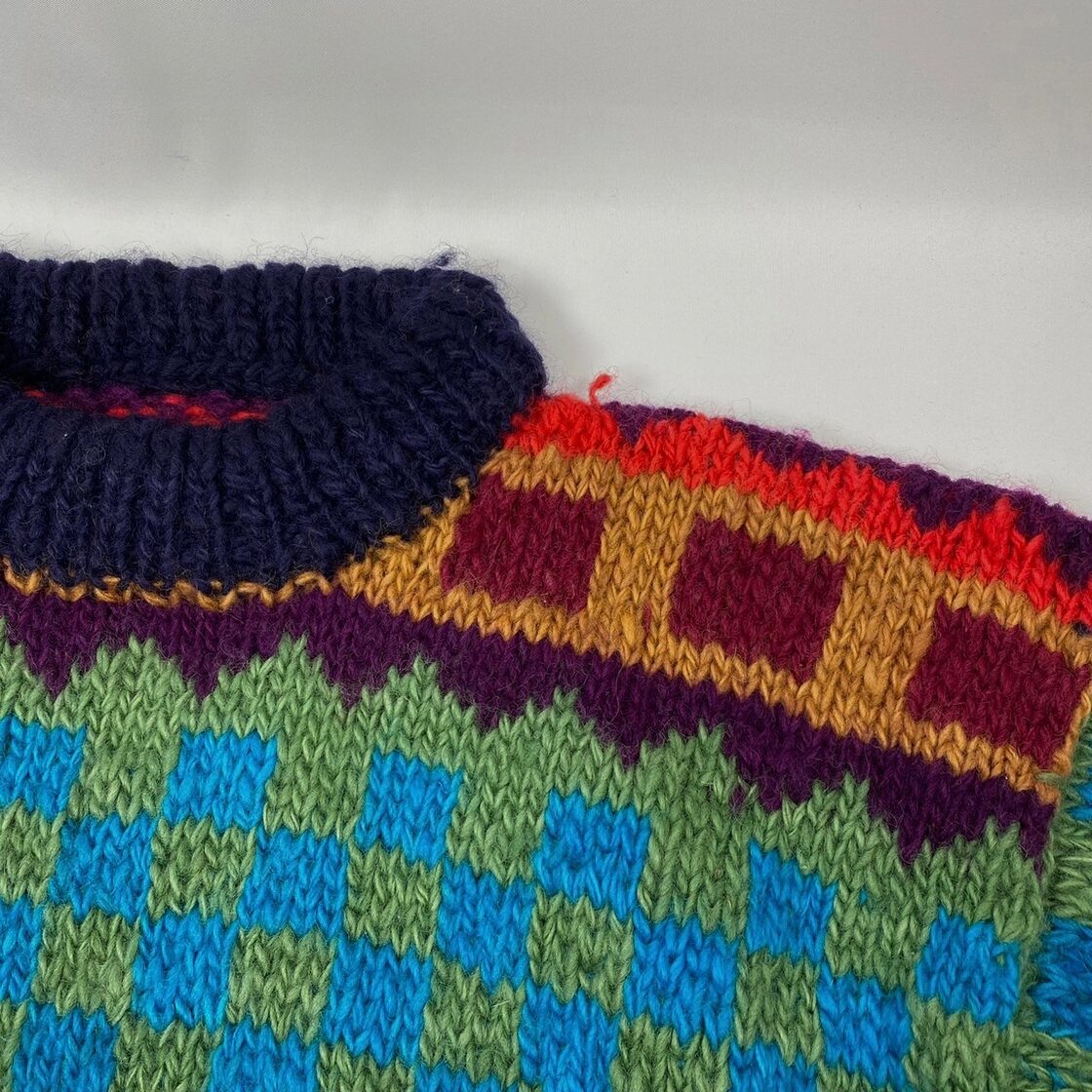 unknown ノーブランド ハンドメイド 厚手ニット knit マルチカラー 総 