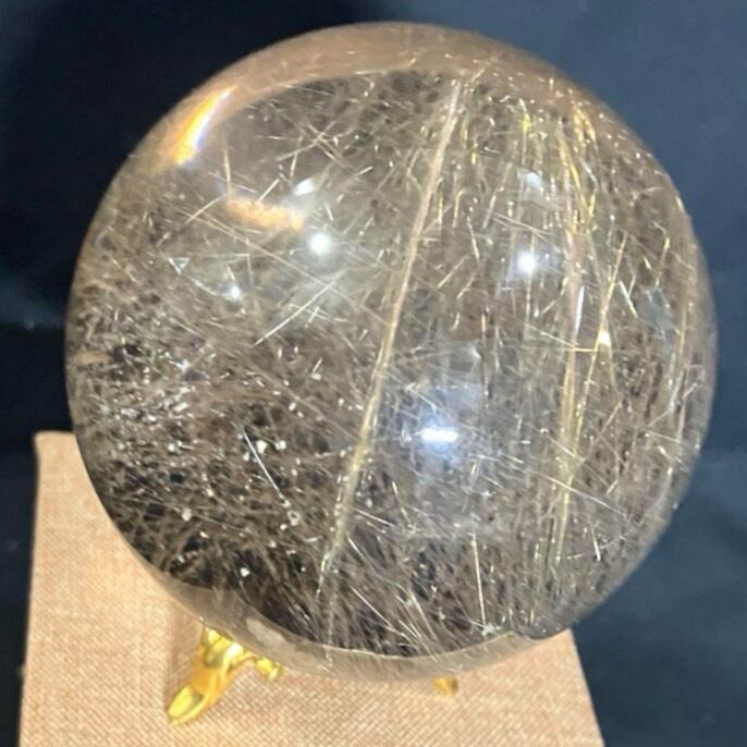 超大玉70mm 513g タイチンスモーキールチルクォーツスフィア金針水晶