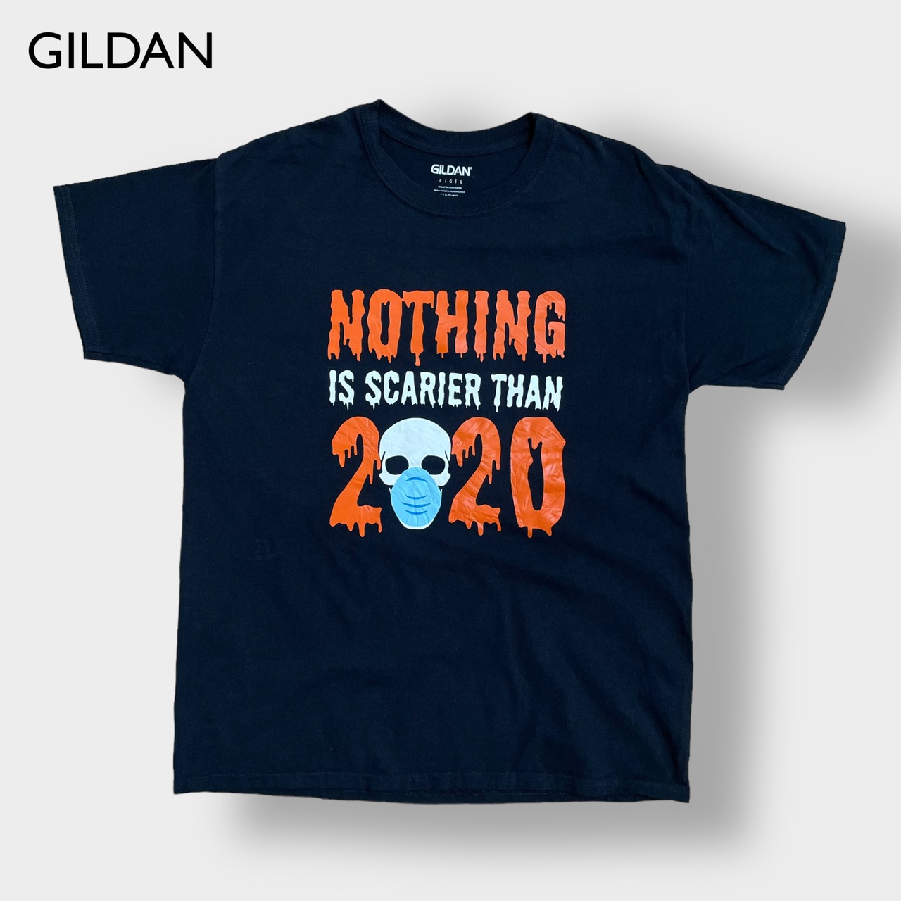 【GILDAN】プリント Tシャツ ホラー系 2020 半袖 黒t 夏物 LARGE US古着