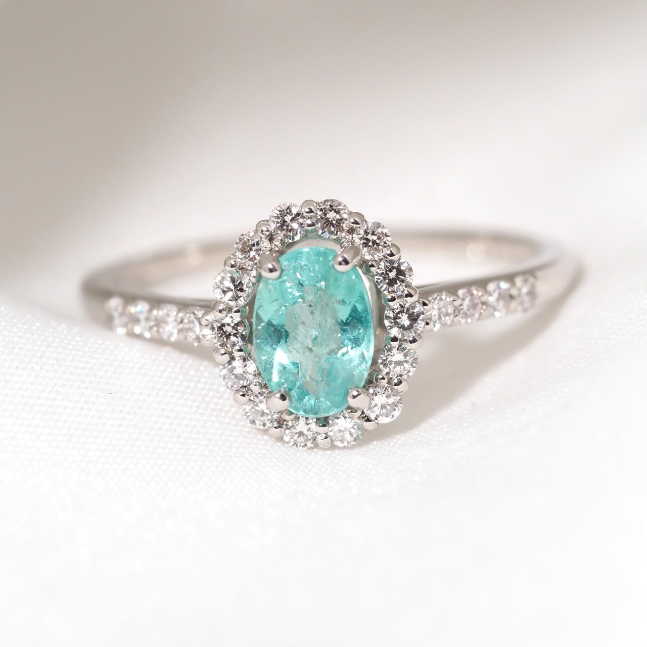 パライバトルマリン ブラジル産 リング 0.57ct D0.28ct pt900