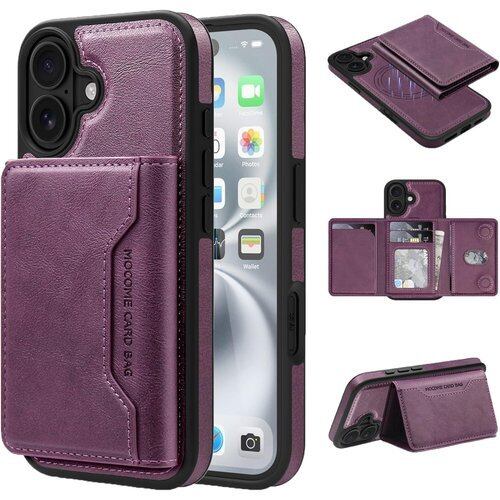 ZHYYD iPhone 16 対応 ケース 背面 手帳型 ウォレット付き Magsafe対応 2 in 1 分離式 6枚カード収納 取り外し可能 アイフォーン16カバー PUレザー 財布型 TPU素材 滑り止め 衝撃吸収 マグネット開閉 スタンド機能 あいふぉん16ケース 背面カード収納 ワイヤレス充電対応 スマホケース パープル 3007