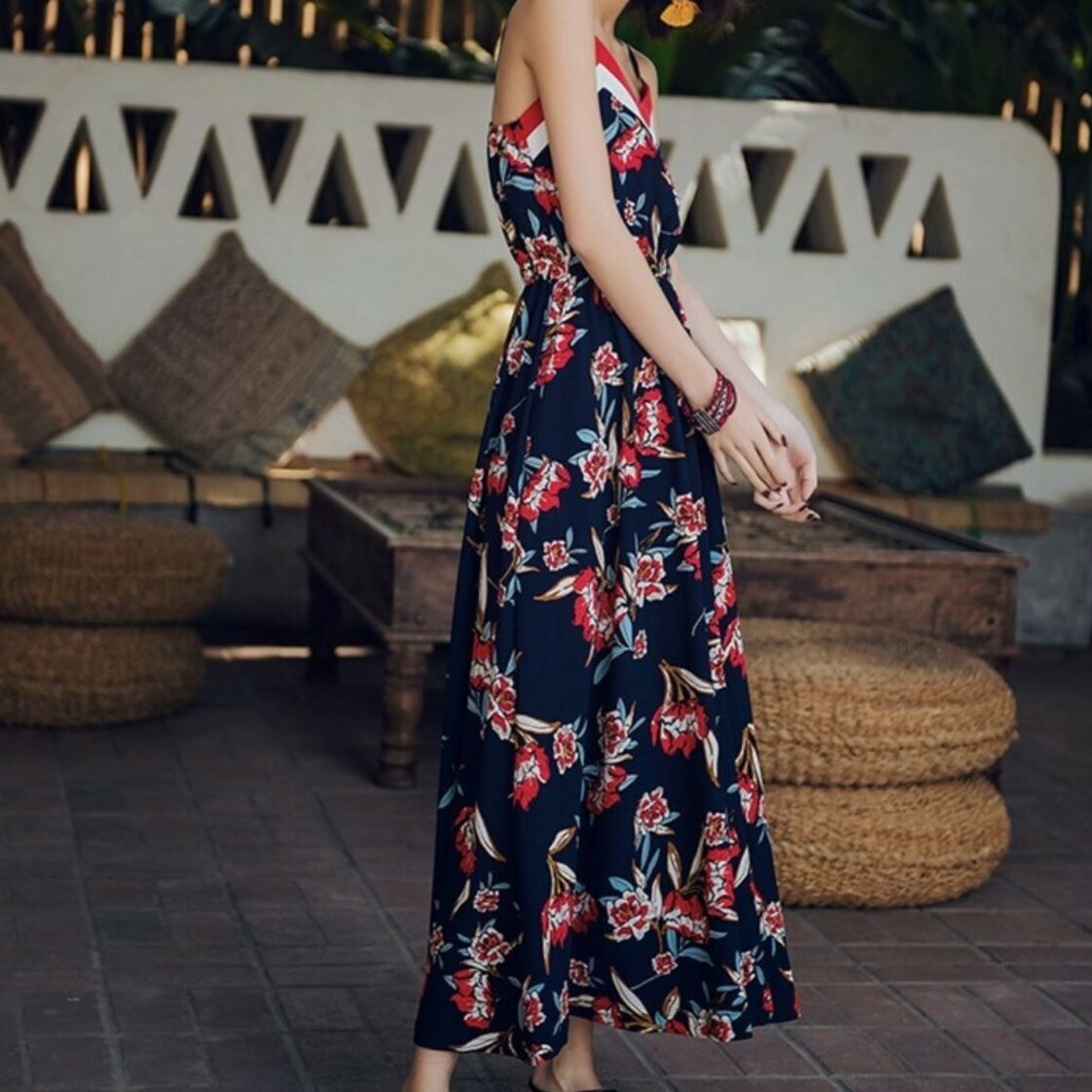 美品✨ランバンオンブルー ビジューワンピース 38 シアーシフォン 