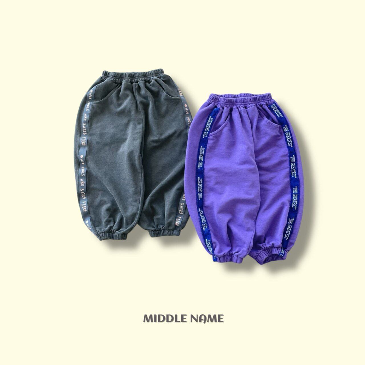 *即納* MIDDLE NAME ピグメントテープジョガーパンツ