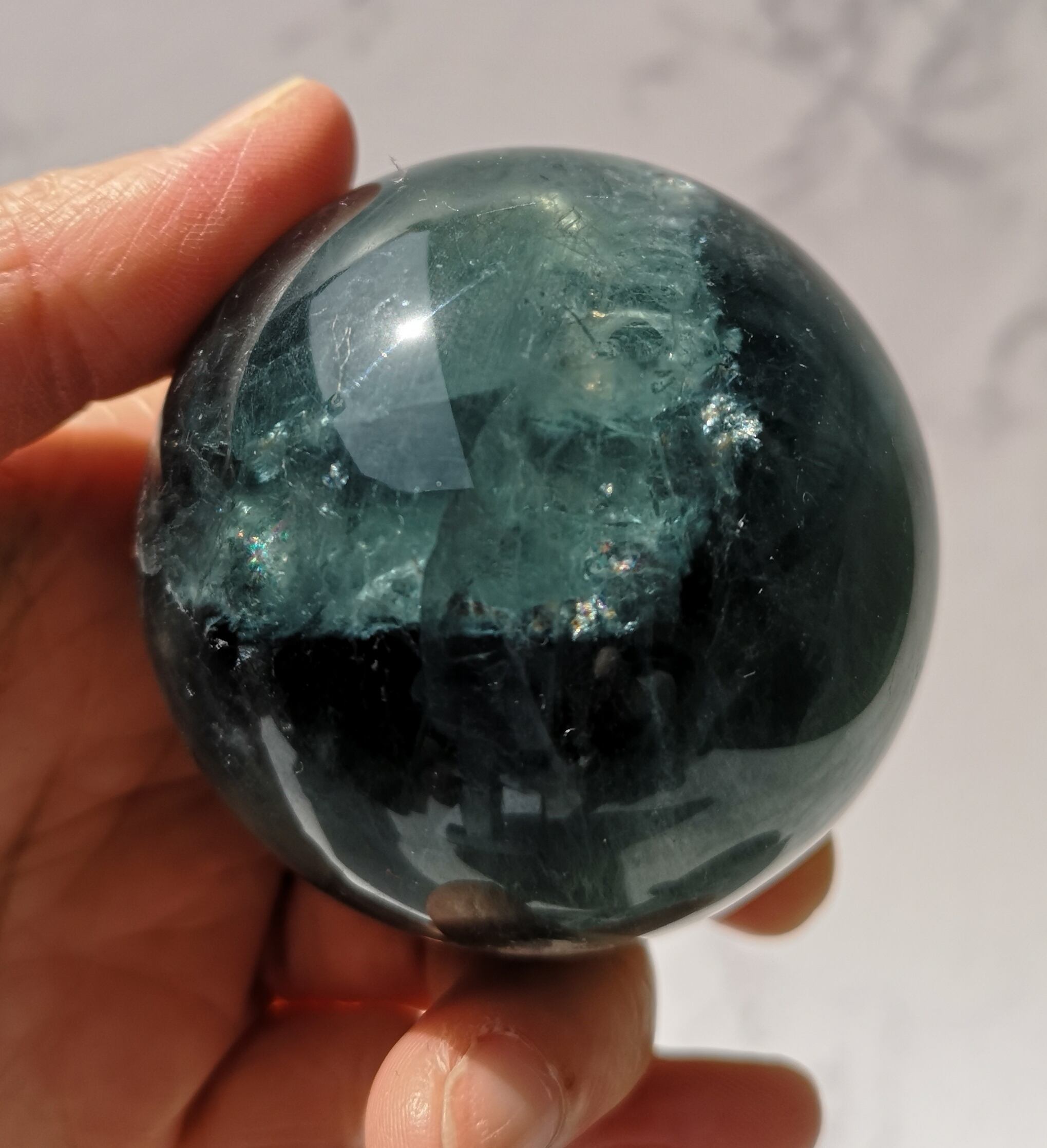 高品質 ブルーフローライト スフィア 天然石 6.4cm ブルーフローライト