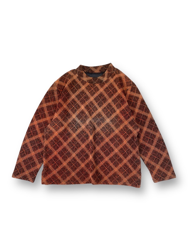 Checker pattern long sleeve top