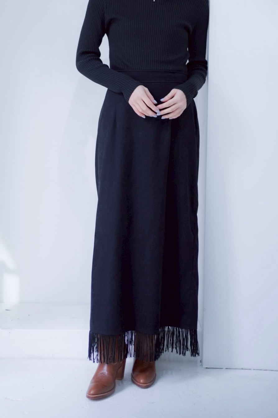 fringe black pencil skirt