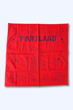 MAPTOTE “PORTLAND” マップバンダナ USA製 赤 コットン100%