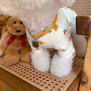 【PET】2色展開クマ柄&チェリー柄の配色ネックTシャツ