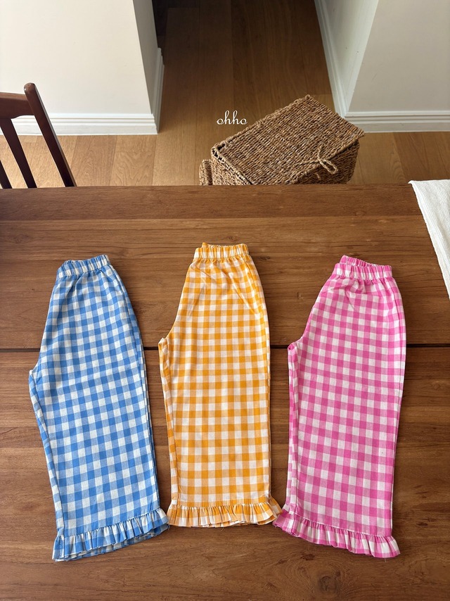 【取寄】ohho｜gingham frill pants｜ギンガムフリルパンツ｜S-2XL｜kids｜26 summer