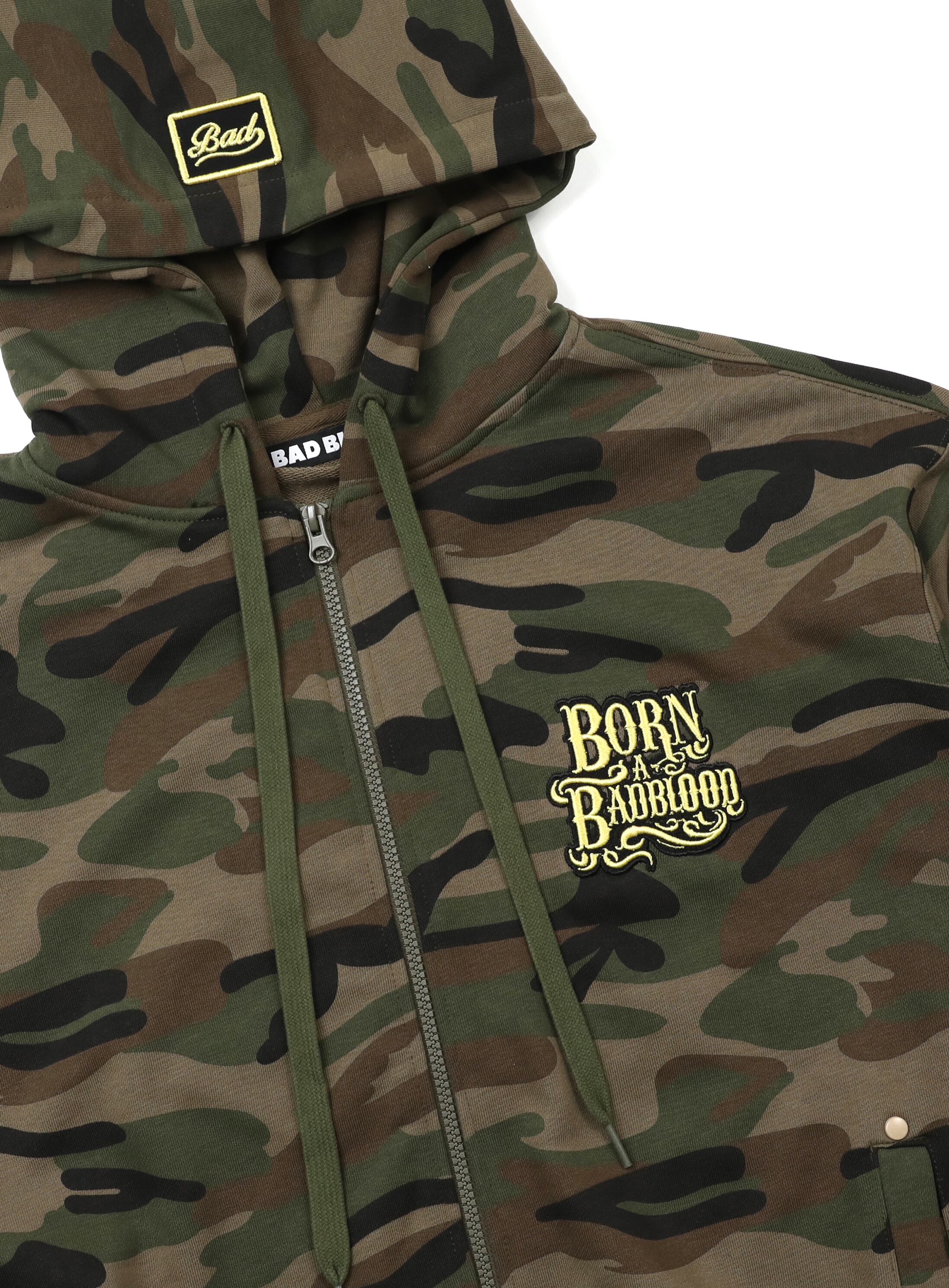 BAD BLOOD] Camo Hood Zip-Up - Military 正規品 韓国ブランド 韓国