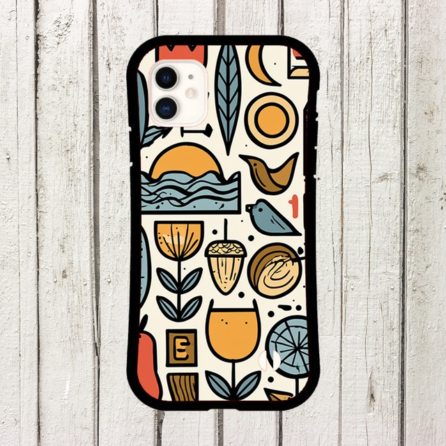 受注生産 iPhoneケース 器と花の民芸キッチン柄｜フォークアート FMSY027B