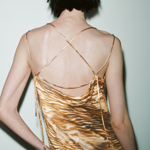 Silky tie back slip dress A00069