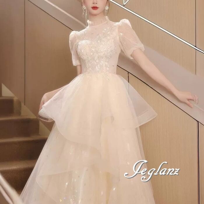 パーティ イブニングドレス 蝶 モチーフ レイヤード 光沢感( M8539)ζ