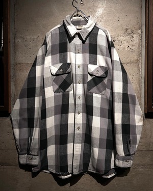 【Caka】90's “FIVE BROTHER” Monotone Buffalo Check Vintage Heavy Flannel Shirt
