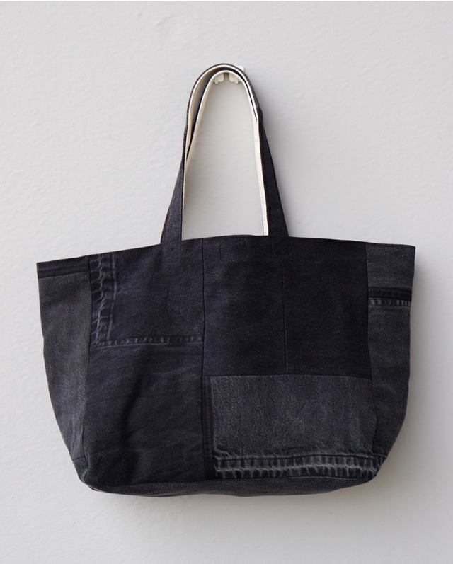 IMOCK-KOBE ZAC- DENIM PATCHWORK TOTE LARGE  BLACK