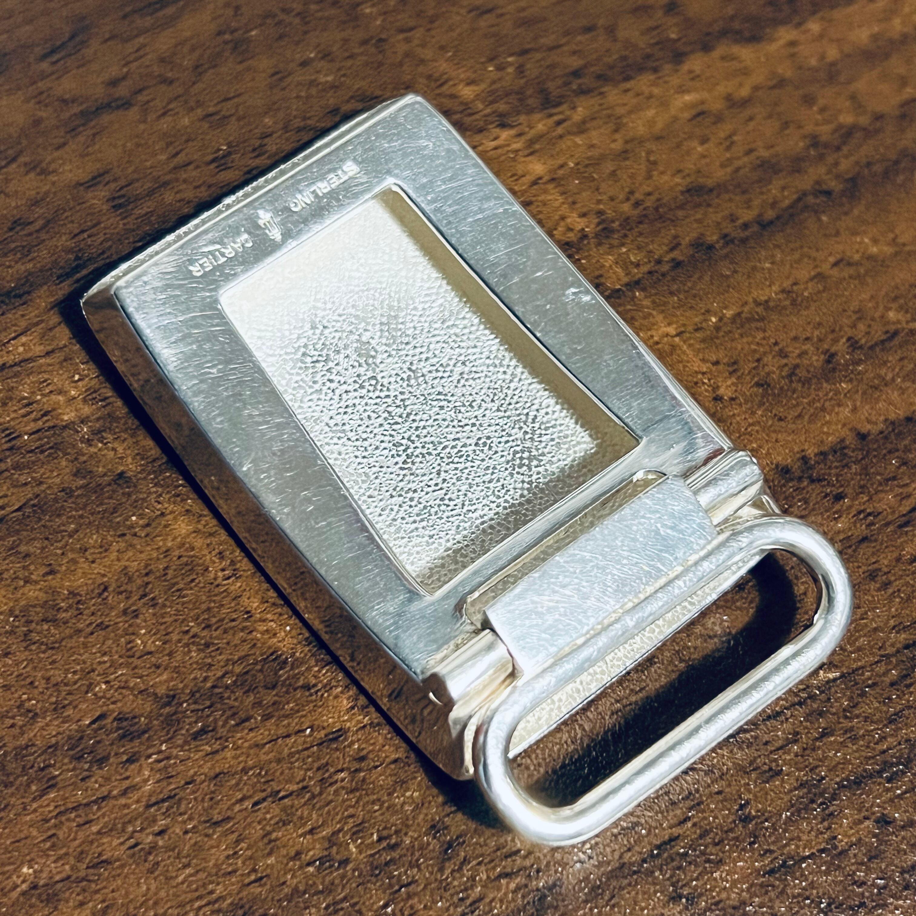 VINTAGE CARTIER Engine Turned Slide Buckle Sterling Silver VINTAGE CARTIER Engine Turned Slide Buckle Sterling Silver