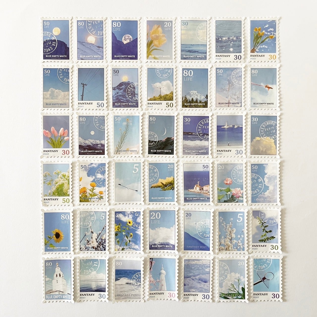 切手フレークシール 【ブルー】 | alittlemini