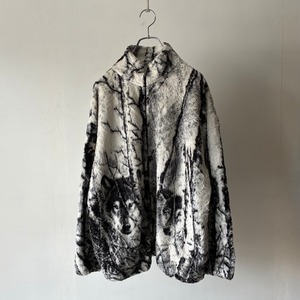 -West Coast- wolf design fleece jacket