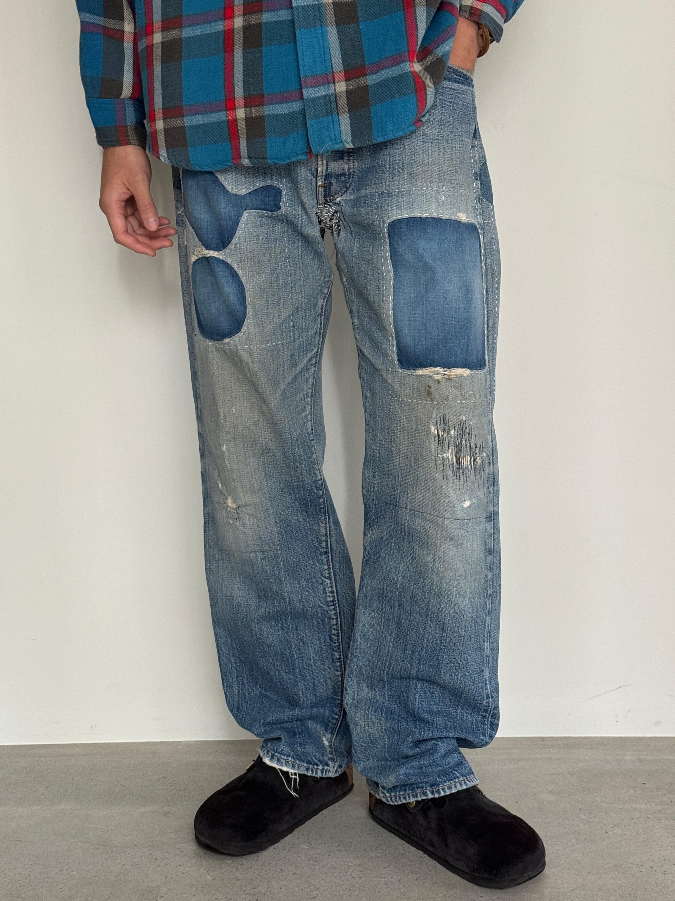 70's Vintage Levi's 501 66 Single Patchwork Denim Jeans | KLIPP