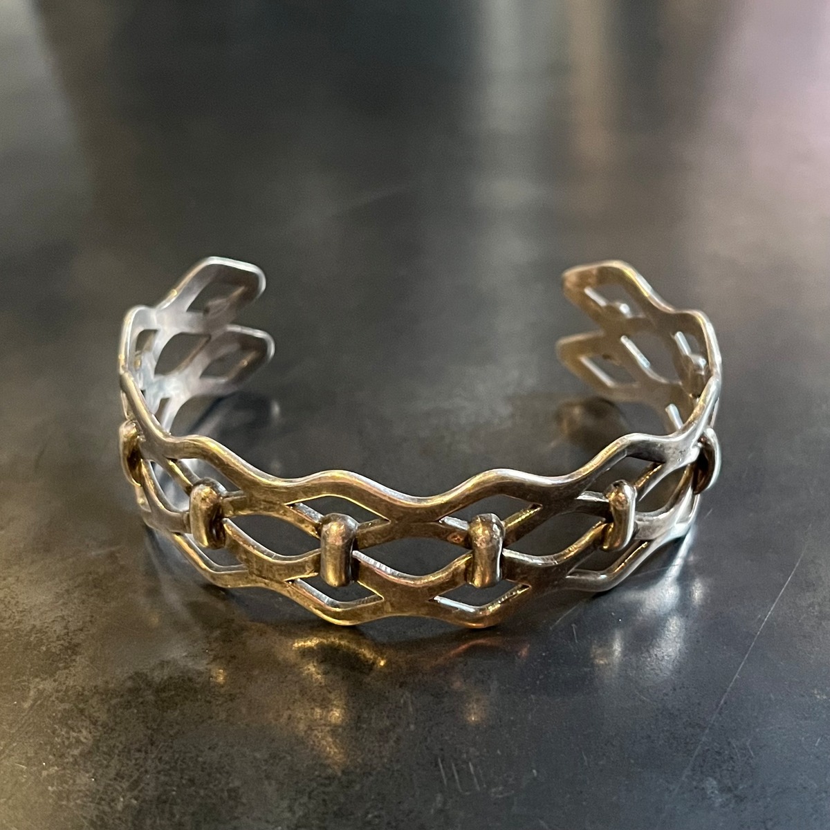 SILVER925 WIDE LATTICE MOTIF DESIGN BANGLE/シルバー/バングル 
