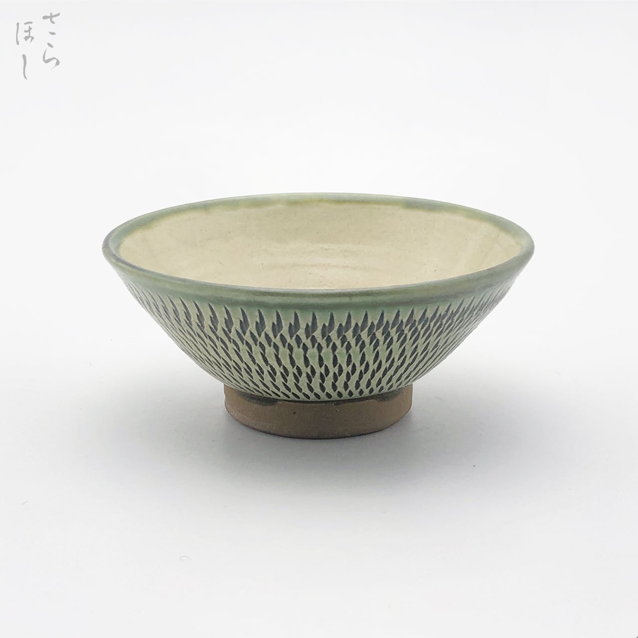 URA]在銘/織部花松葉文四方皿8客/12-10-163 (検索)骨董/織部焼/美濃焼 