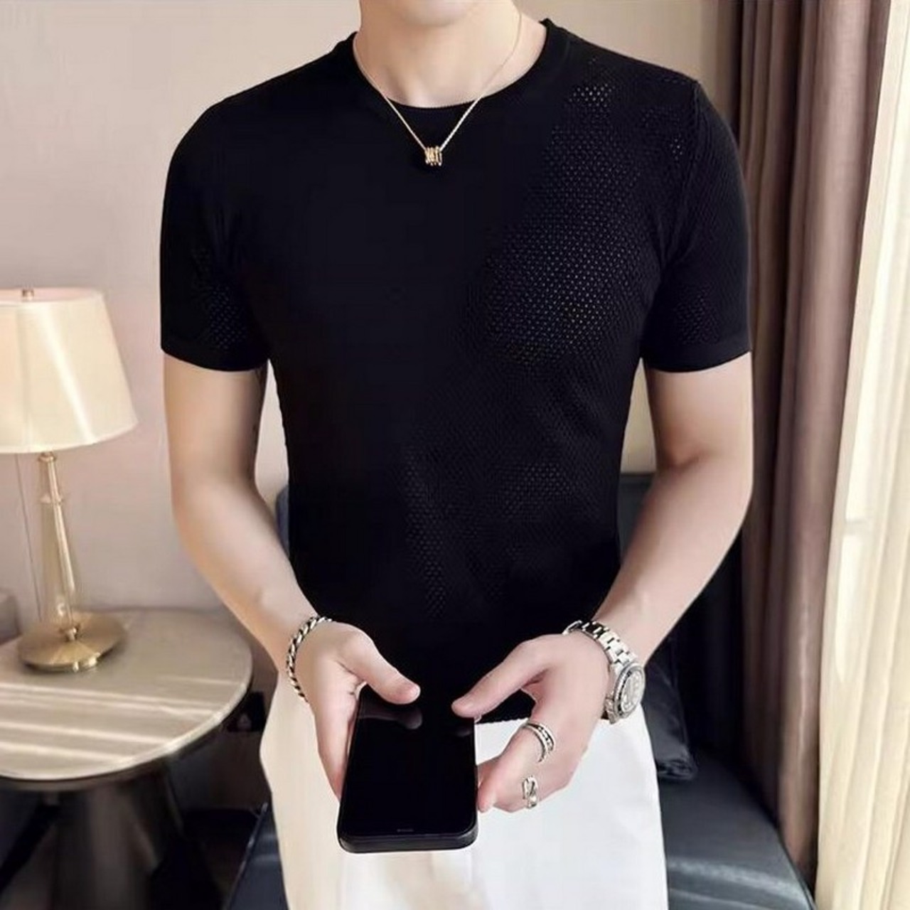 Ice silk short sleeve T-shirt tops 00129