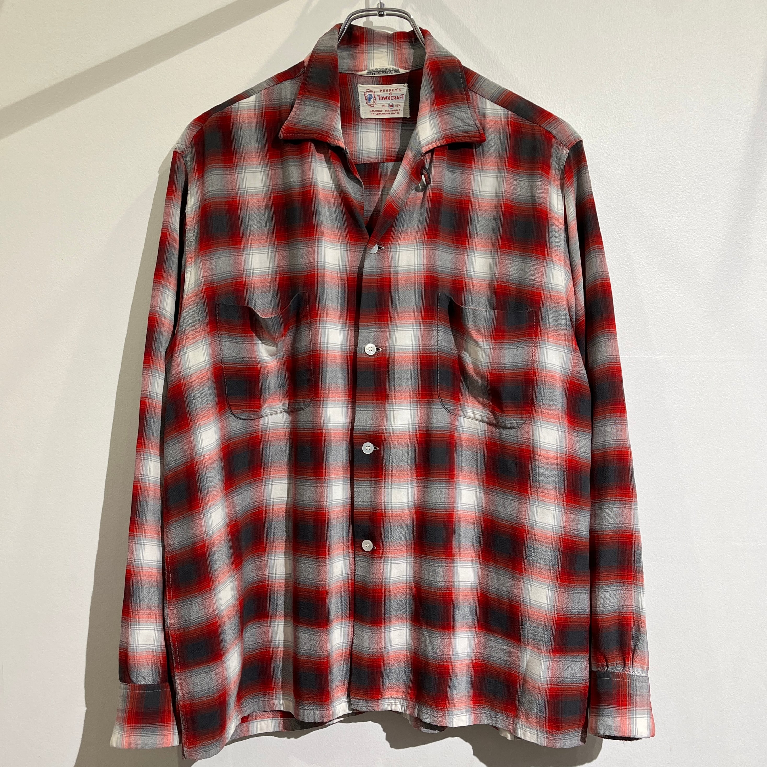 60s TOWNCRAFT Ombre Check Rayon Shirt 60年代 タウンクラフト