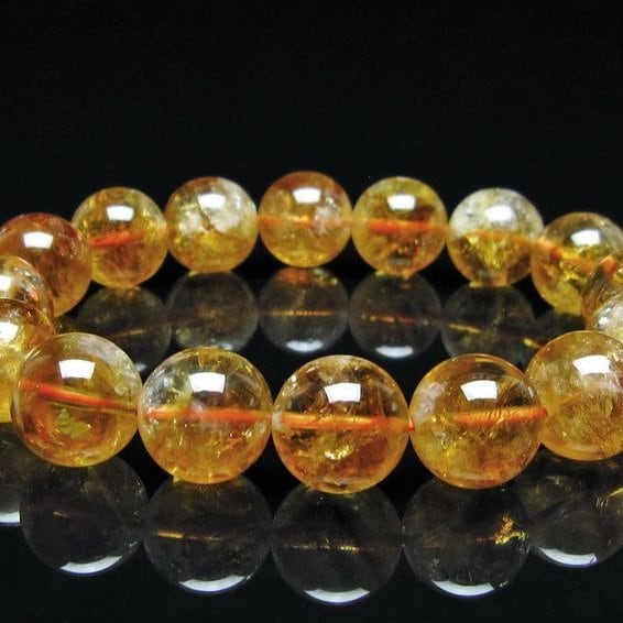 シトリン ブレスレット 虹入り 13mm シトリンクォーツ ブレス メール便可 一点物 111-50486