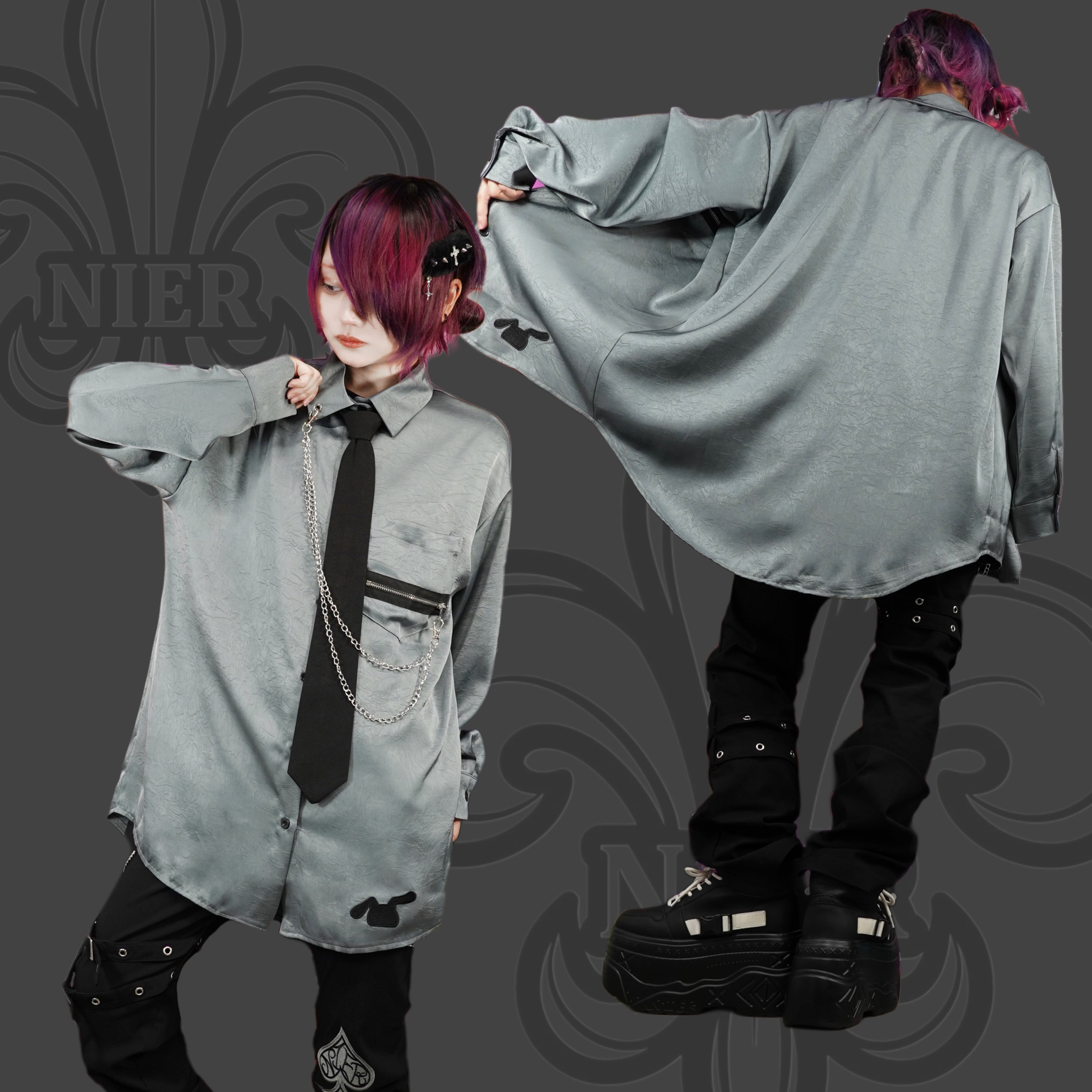 WRINKLE ZIP×CHAIN SHIRT【SMOKY COLOR】 | NIER CLOTHING