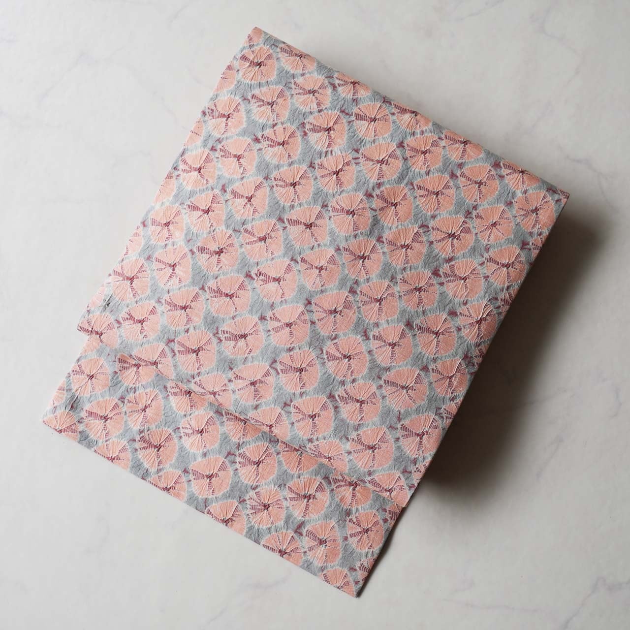 【なごや帯】潤色×珊瑚色 蜘蛛絞り なごや帯 お仕立て品
