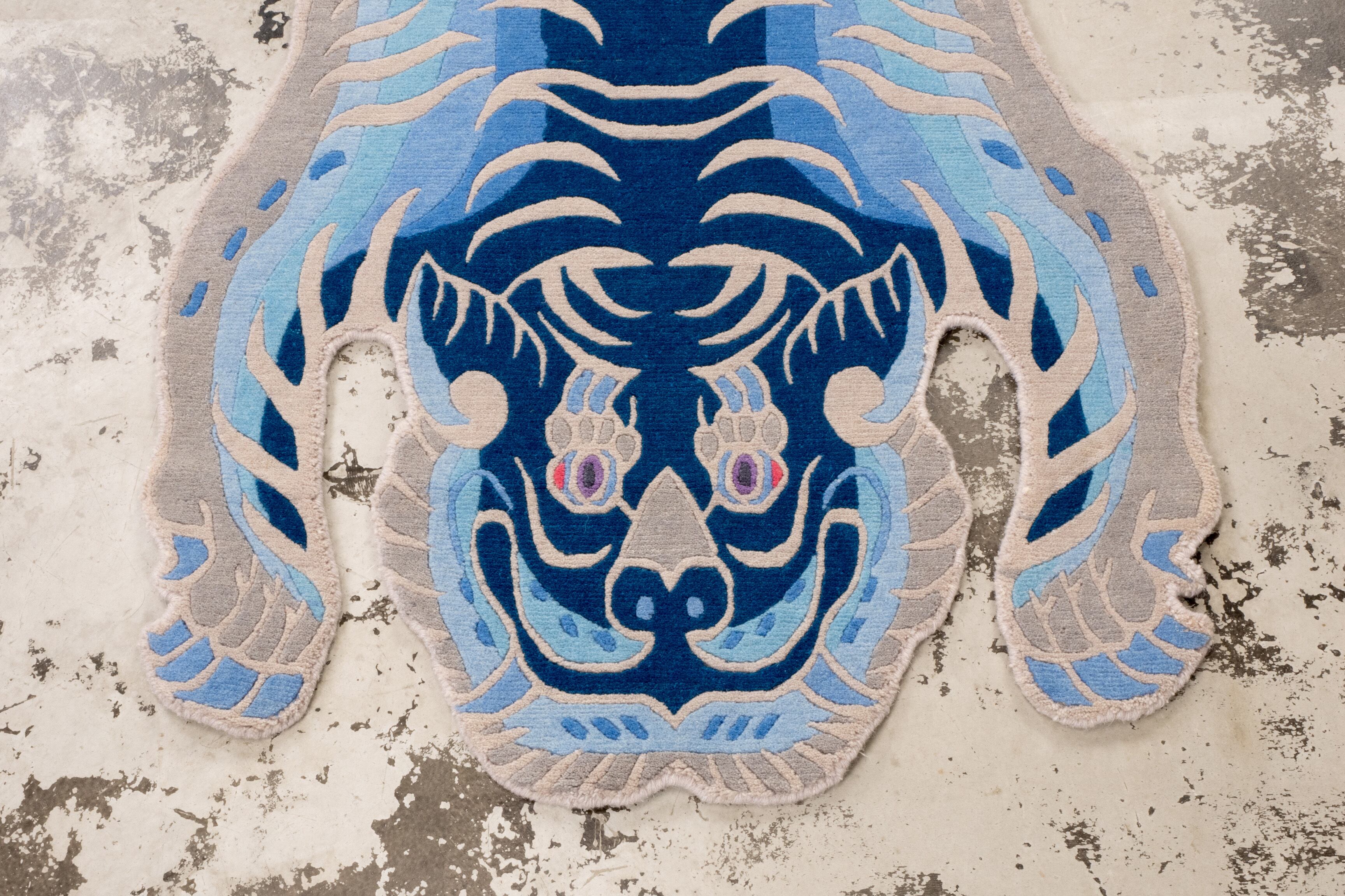 Tibetan Tiger Rug 《Mサイズ•ウール・オリジナル4・夏の藍染222