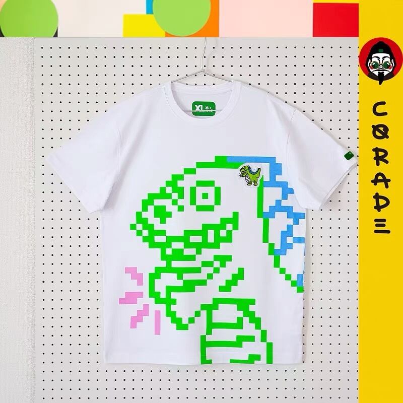 【予約販売商品】SorsorTシャツ 21年新作Corade 白格子柄　恐竜Tシャツ  メンズ・レディース・ユニセックス