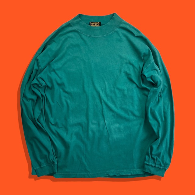 80s Eddie Bauer Mock Neck Plain Long Sleeve Tee