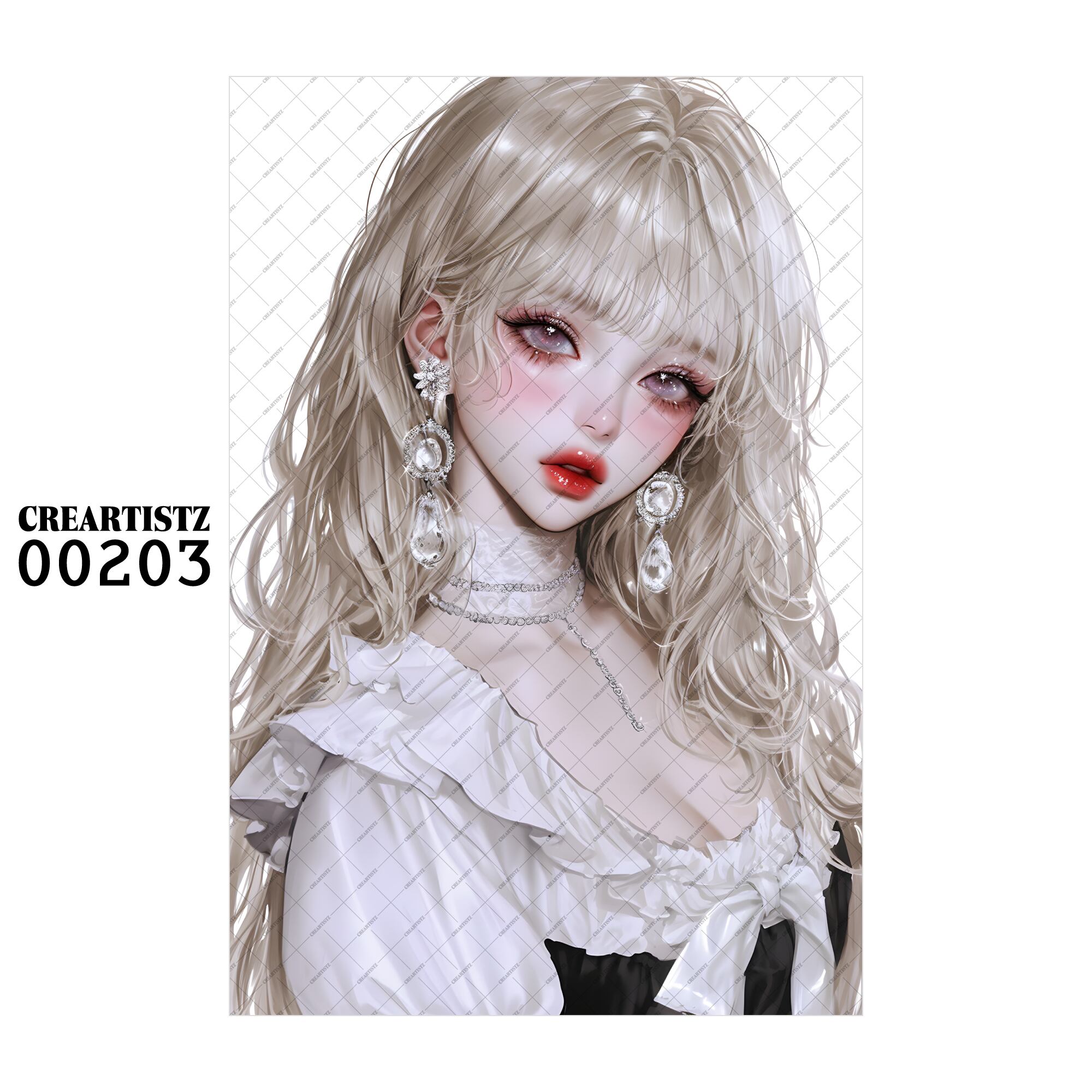 00203 ガール キュート オリジナル ペーパー/ステッカー 4枚セット CREARTISTZ